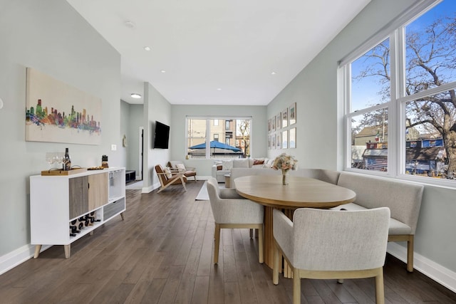 3056 N Monticello Ave, Chicago, IL 60618 - dining space featuring baseboards, dark wood finished floors, and recessed lighting