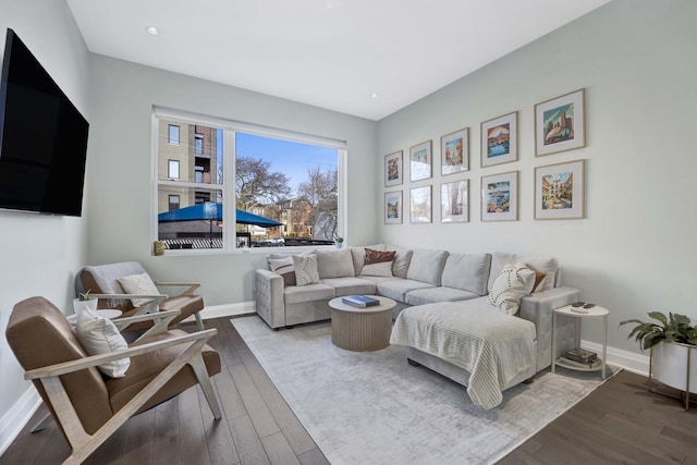 3056 N Monticello Ave, Chicago, IL 60618 - living area with wood finished floors, baseboards, and recessed lighting