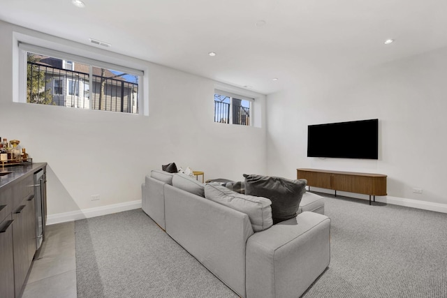 3056 N Monticello Ave, Chicago, IL 60618 - living area featuring baseboards, recessed lighting, and light carpet