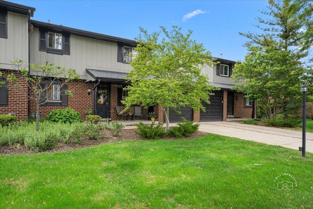 1508 Blackburn St, Wheaton, IL 60189 - view of front facade featuring brick siding, driveway, a front yard, a garage, and covered porch