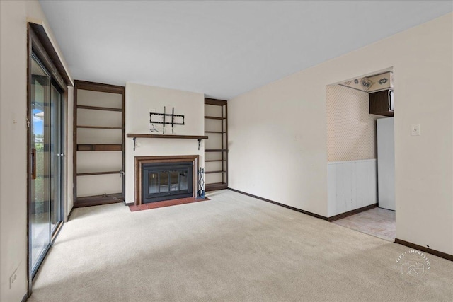 1508 Blackburn St, Wheaton, IL 60189 - unfurnished living room with carpet flooring, a fireplace with flush hearth, and baseboards