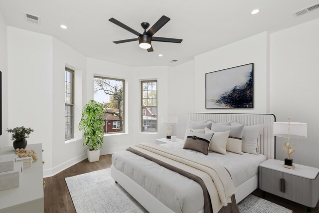 6610 S Saint Lawrence Ave, Chicago, IL 60637 - bedroom with wood finished floors, recessed lighting, baseboards, and ceiling fan