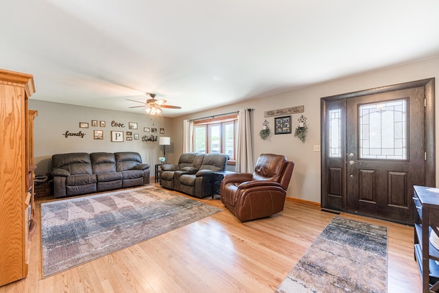 854 Meadow Ln, Sycamore, IL 60178 - living room featuring wood finished floors and a ceiling fan