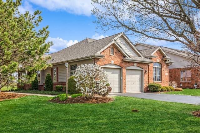 471 Linden Cir, Beecher, IL 60401 - view of front of property with an attached garage, driveway, brick siding, and a front yard