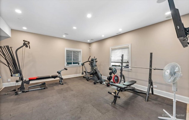 7N627 E Drive S, Elgin, IL 60177 - exercise room featuring baseboards and recessed lighting