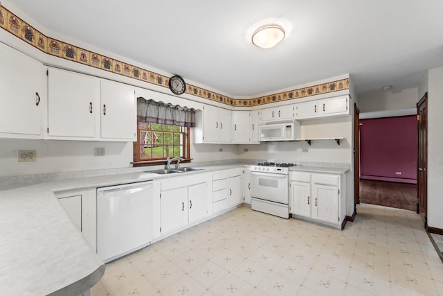 208 Ridge St, Algonquin, IL 60102 - kitchen featuring white appliances, a sink, light flooring, and light countertops
