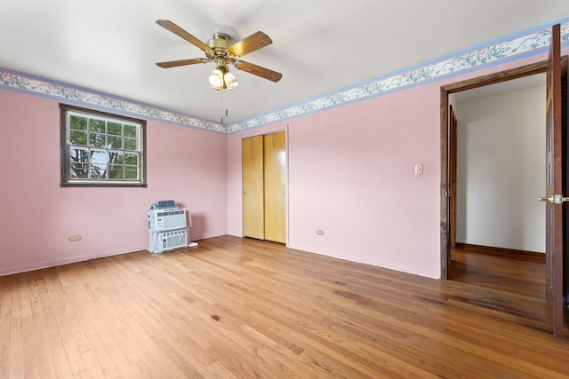 208 Ridge St, Algonquin, IL 60102 - empty room with light wood-type flooring, ceiling fan, and baseboards