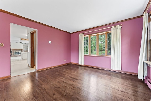 208 Ridge St, Algonquin, IL 60102 - unfurnished room featuring crown molding, wood finished floors, baseboards, and ceiling fan