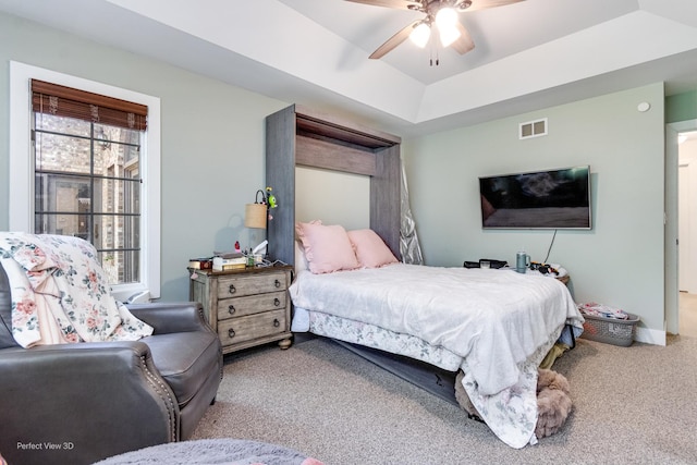 340 S Francis St, Braidwood, IL 60408 - carpeted bedroom with a ceiling fan and a tray ceiling