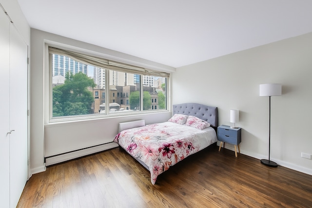 1440 N Lake Shore Dr Unit 4Bd, Chicago, IL 60610 - bedroom featuring a baseboard radiator, multiple windows, and wood finished floors