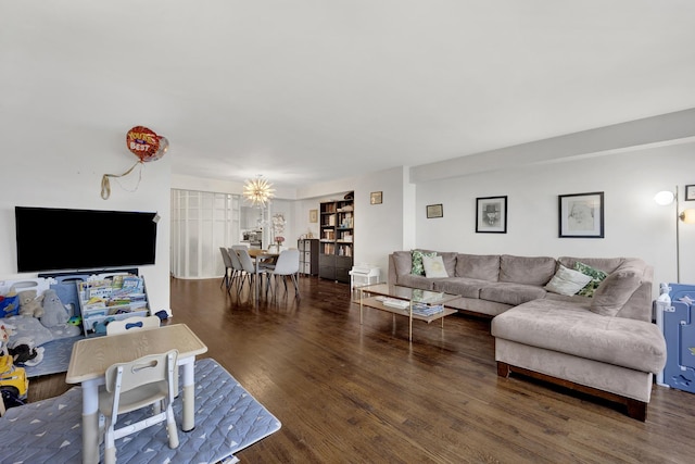 1440 N Lake Shore Dr Unit 4Bd, Chicago, IL 60610 - living area featuring wood finished floors and a chandelier