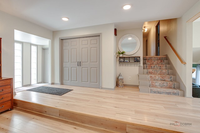 5045 S Rd, Gurnee, IL 60031 - entrance foyer featuring wood finished floors, stairway, recessed lighting, and baseboards