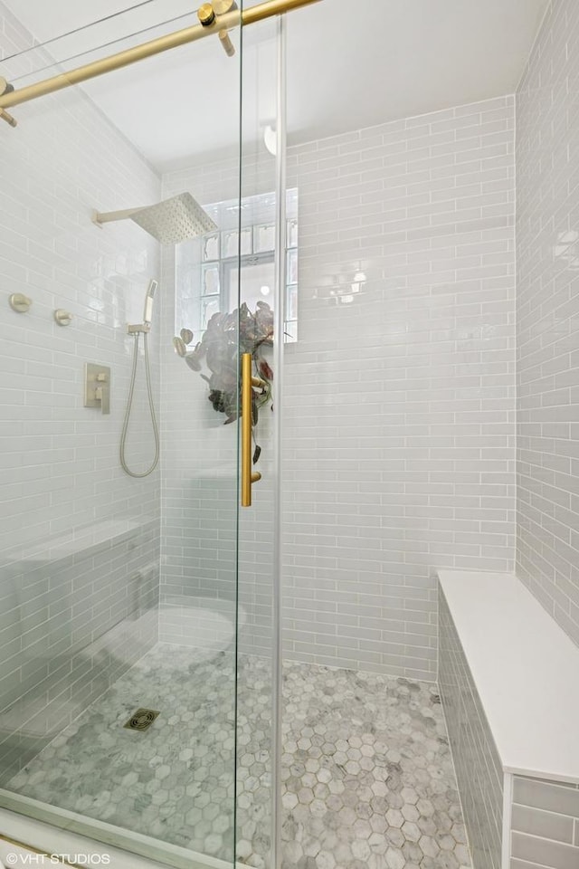 bathroom featuring a stall shower