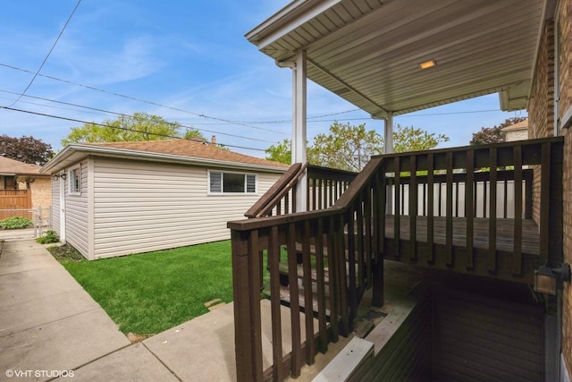 8128 N Odell Ave, Niles, IL 60714 - wooden terrace featuring fence and an outdoor structure