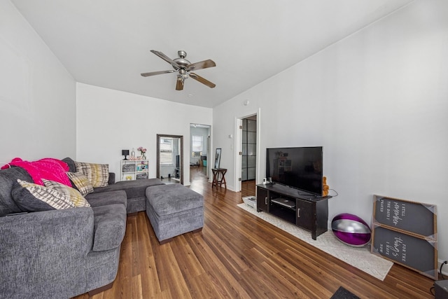 2443 N Marshfield Ave, Chicago, IL 60614 - living room with wood finished floors and a ceiling fan