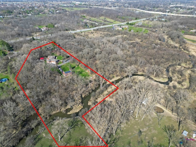 16608 W 135th St, Lemont, IL 60439 - aerial view of sparsely populated area featuring property parcel outlined