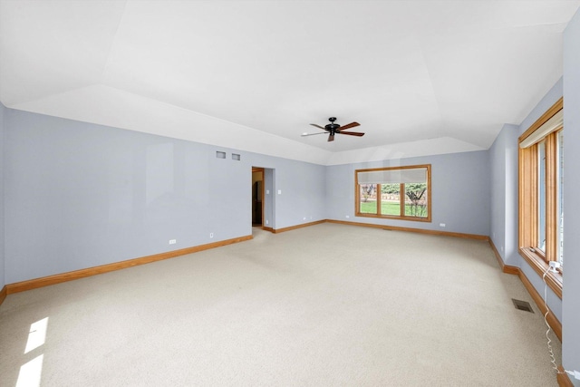 16608 W 135th St, Lemont, IL 60439 - spare room with lofted ceiling, baseboards, light carpet, and a ceiling fan