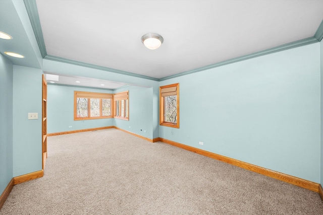 16608 W 135th St, Lemont, IL 60439 - spare room with carpet floors, baseboards, crown molding, and recessed lighting