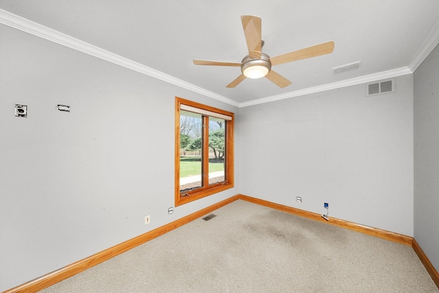 16608 W 135th St, Lemont, IL 60439 - unfurnished room with baseboards, light carpet, crown molding, and a ceiling fan