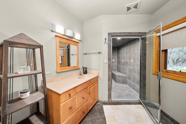16608 W 135th St, Lemont, IL 60439 - full bathroom with vanity, tiled shower, and baseboards