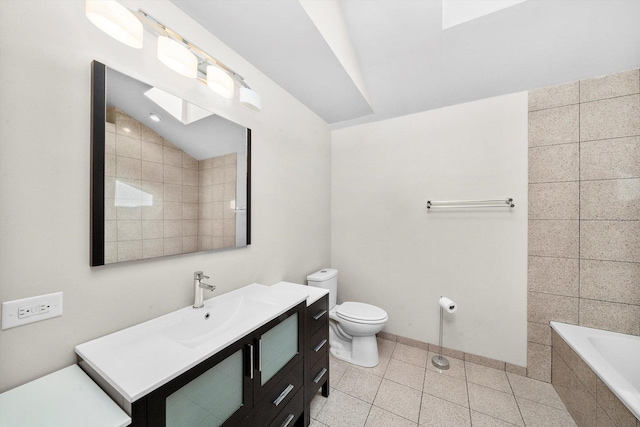 16608 W 135th St, Lemont, IL 60439 - full bathroom featuring vanity, toilet, tiled bath, baseboards, and tile patterned flooring