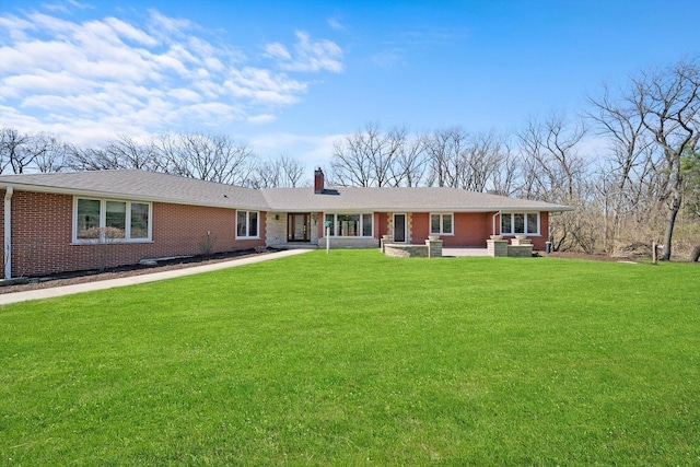 16608 W 135th St, Lemont, IL 60439 - single story home with a chimney, brick siding, and a front lawn