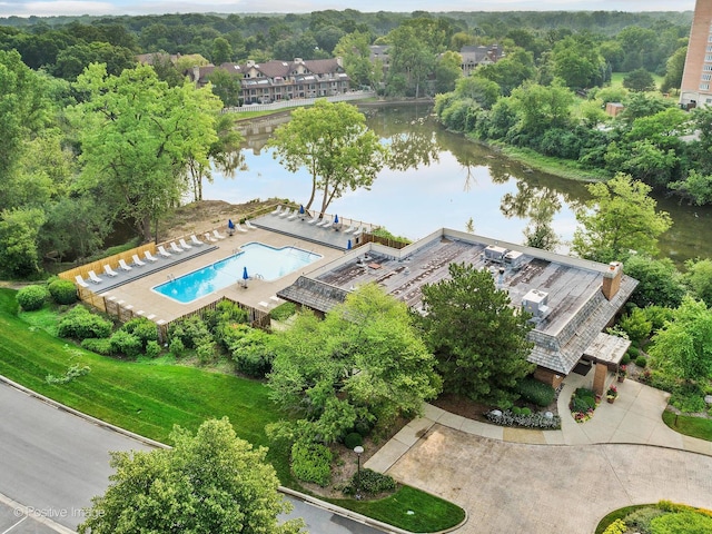 1409 Burr Oak Rd Unit 109A, Hinsdale, IL 60521 - drone / aerial view of a large body of water and a pool