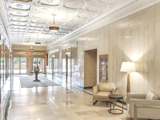 common area with crown molding