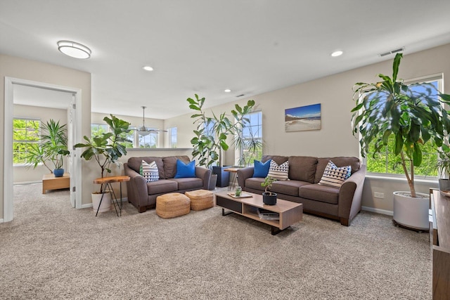 698 S Jade Ln Unit 698, Round Lake, IL 60073 - carpeted living room featuring baseboards and recessed lighting