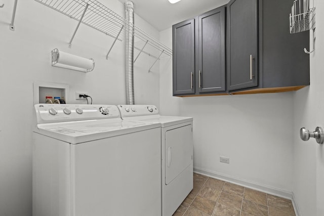 698 S Jade Ln Unit 698, Round Lake, IL 60073 - laundry area featuring separate washer and dryer, baseboards, and cabinet space