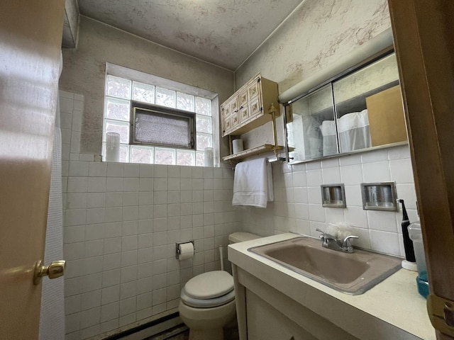 733 E 90th St, Chicago, IL 60619 - bathroom featuring tile walls, toilet, vanity, and a shower