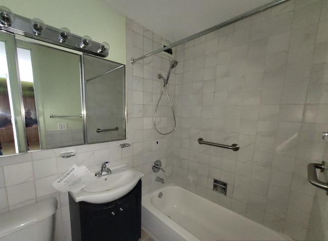 4800 S Chicago Beach Dr Unit 1814N, Chicago, IL 60615 - bathroom featuring toilet, bathtub / shower combination, vanity, and backsplash