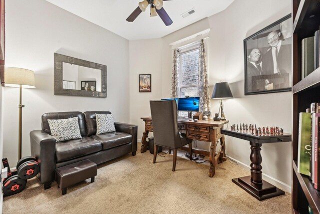 4914 S Washington Park Ct, Chicago, IL 60615 - carpeted office space featuring a ceiling fan and baseboards