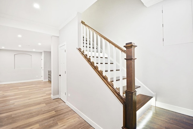24 Robin Crest Rd, Hawthorn Woods, IL 60047 - stairs with wood finished floors, recessed lighting, and baseboards
