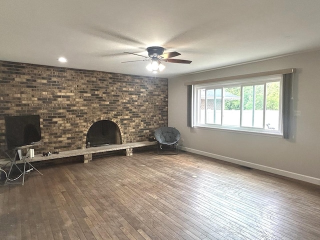 1402 Berry Ln, Flossmoor, IL 60422 - unfurnished living room featuring ceiling fan, wood-type flooring, and baseboards