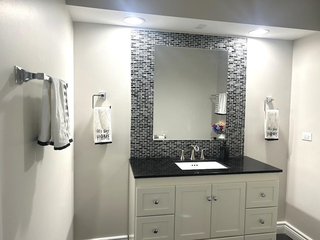 1402 Berry Ln, Flossmoor, IL 60422 - bathroom with tasteful backsplash, vanity, and recessed lighting