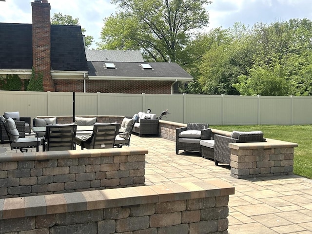 1402 Berry Ln, Flossmoor, IL 60422 - view of patio featuring an outdoor living space with a fire pit and a fenced backyard