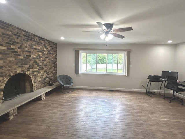 1402 Berry Ln, Flossmoor, IL 60422 - unfurnished room featuring wood-type flooring, ceiling fan, baseboards, and recessed lighting