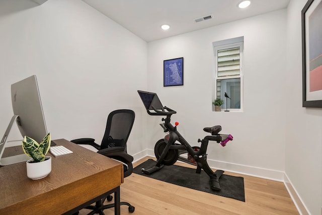 3104 N Sacramento Ave, Chicago, IL 60618 - office area featuring light wood finished floors, baseboards, and recessed lighting