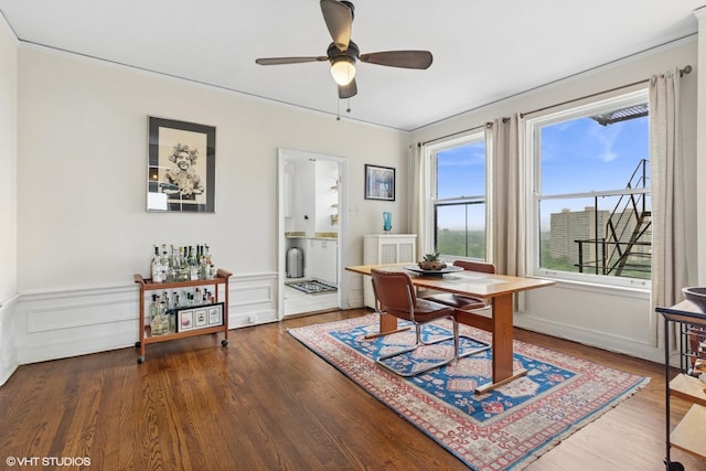 4940 S E End Ave Unit 17A, Chicago, IL 60615 - office space with wood finished floors, ceiling fan, and wainscoting