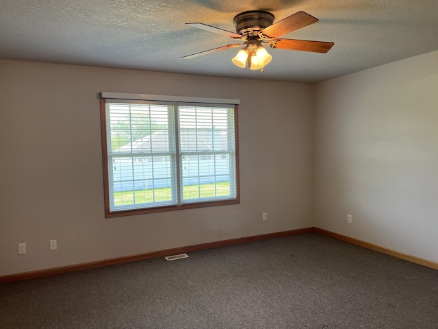 330 Centerpoint Dr, Bourbonnais, IL 60914 - empty room featuring healthy amount of natural light, carpet flooring, a ceiling fan, and a textured ceiling