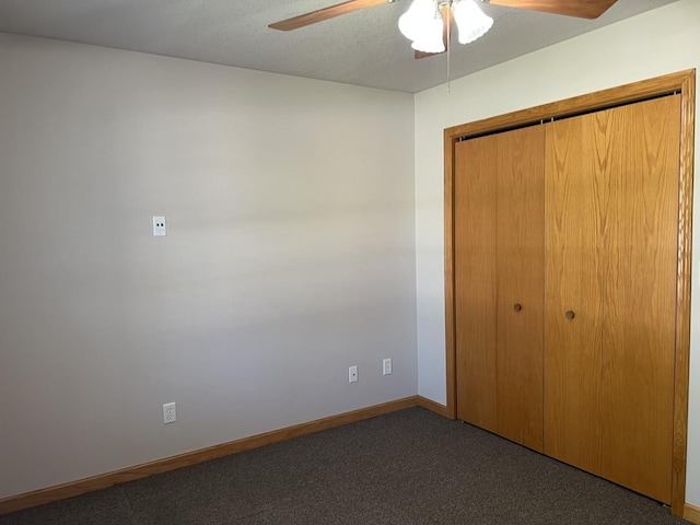 330 Centerpoint Dr, Bourbonnais, IL 60914 - unfurnished bedroom with carpet, a closet, ceiling fan, and baseboards