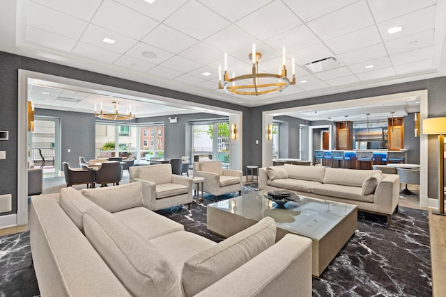 lobby with a paneled ceiling