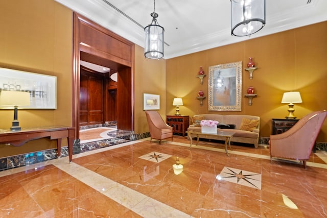 community lobby featuring crown molding