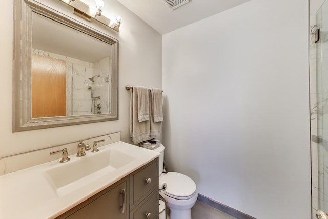 5506 Hickory Grove Ct, Plainfield, IL 60586 - bathroom with toilet, vanity, and a shower with shower door