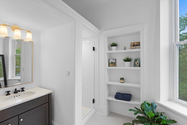1313 N Wood St Unit 2, Chicago, IL 60622 - bathroom with a stall shower and vanity