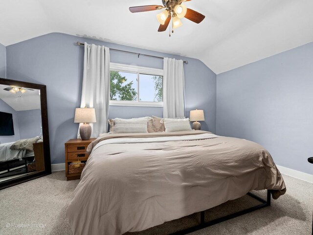 6085 N Nassau Ave, Chicago, IL 60631 - bedroom with vaulted ceiling, carpet, baseboards, and ceiling fan