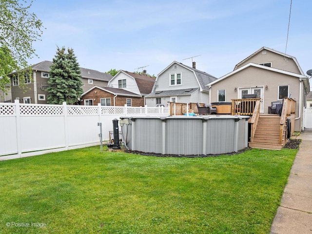 6085 N Nassau Ave, Chicago, IL 60631 - view of yard with a wooden deck, an outdoor pool, and a residential view