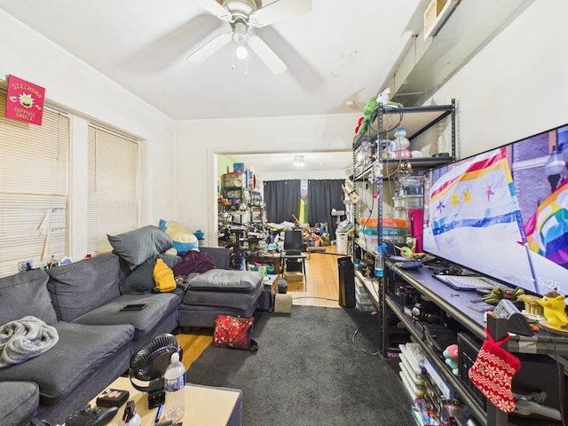 4810 W Strong St, Chicago, IL 60630 - living room featuring a ceiling fan