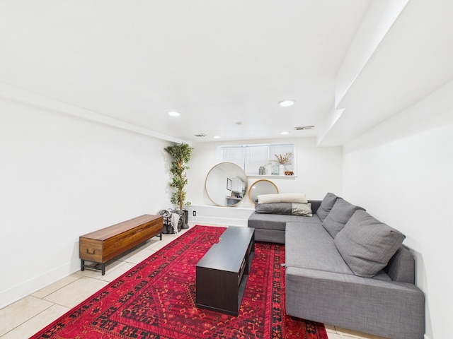 4810 W Strong St, Chicago, IL 60630 - living room featuring light tile patterned floors, recessed lighting, and baseboards